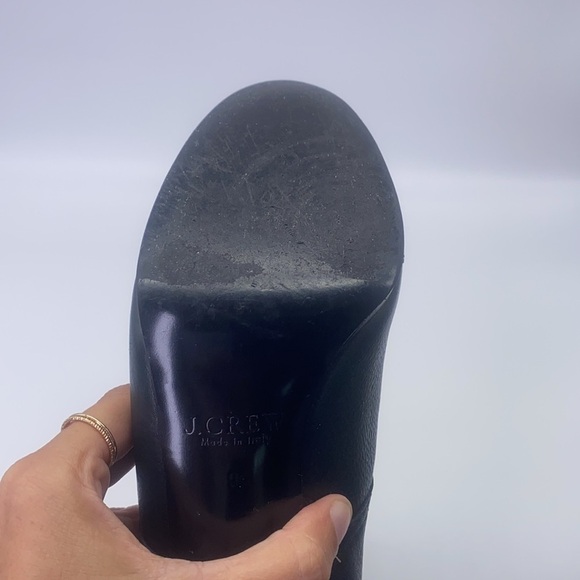 J Crew - Cognac Black Leather Lace Up Heel Booties Size 9.5 - Picture 6 of 13